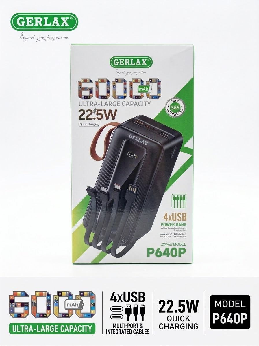 GERLAX P640P 60000mAh 22.5W Fast Charging Power Bank
