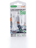 GERLAX C16L 35W Dual-Port Car Charger Set with Type-C to Lightning Cable