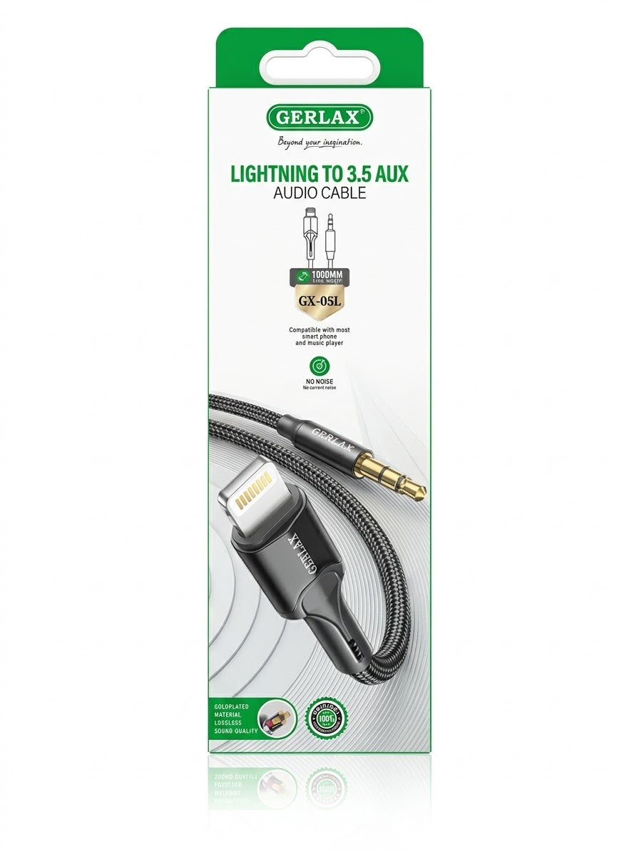 GERLAX GX-05T Lightning to 3.5mm AUX Audio Cable – 1m