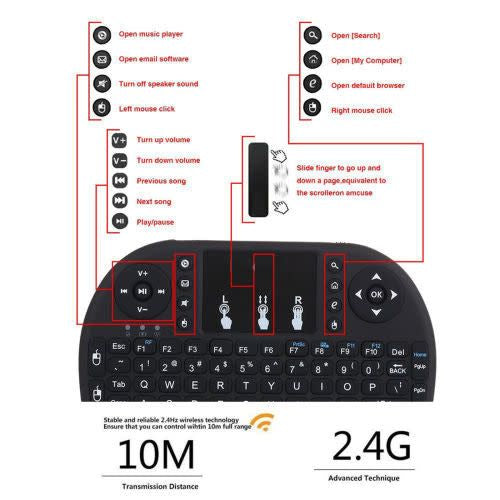 Mini 2.4GHz Backlit Keyboard with Touchpad