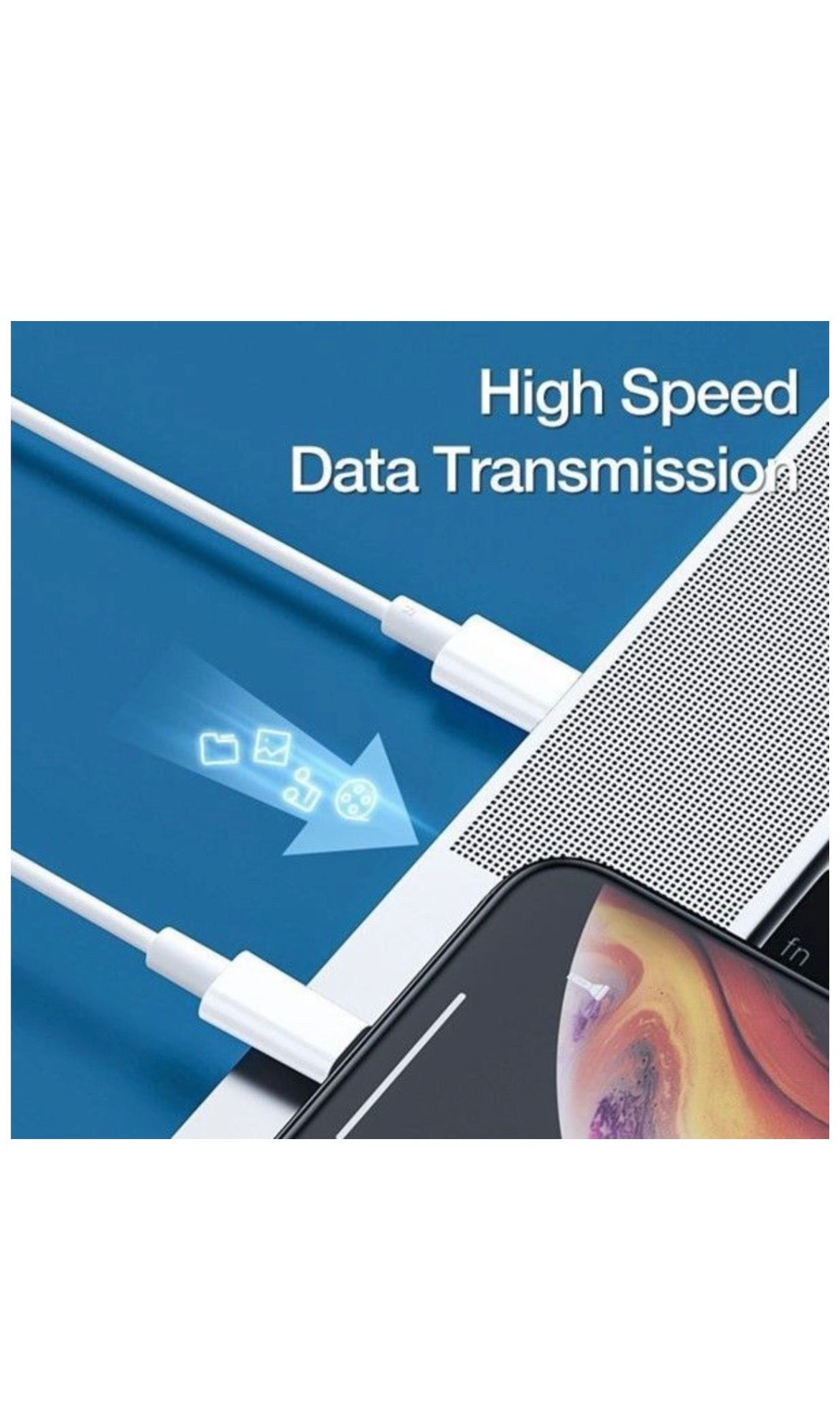 Type C to Lightning (iphone) fast charging and data transfer Cable - White